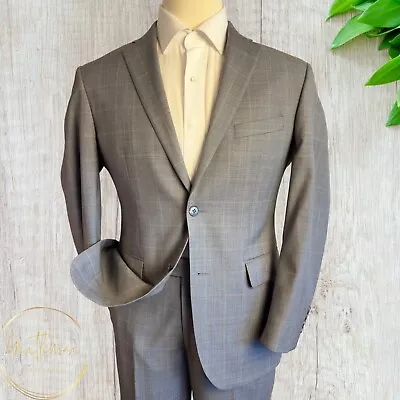 JOS A BANK Mens 2 Piece Suit Jacket 40R Pant 34Wx30L Gray Wool Two Button Suit • $145