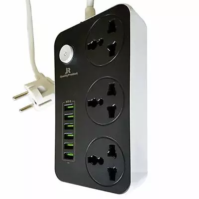 Travel Multi Extension With 6 USB Charger Outlets Flex Has 2 Pin Euro Type Plug. • £15.95