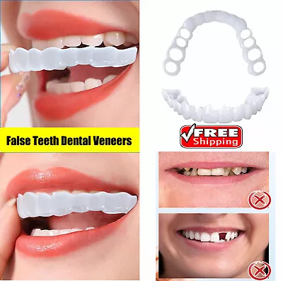 $7.89 • Buy Upper Lower False Teeth Dental Veneers Dentures Fake Tooth Cover Set