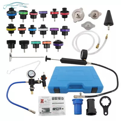 28Pcs Radiator Pressure Tester & Cooling System Vacuum Type Purge Kit Blue/Red • $74.45