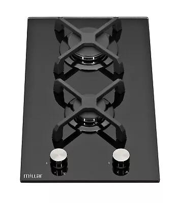 MILLAR GH3020KB 30cm Built-in 2 Burner Domino Gas On Glass Hob-Cast Iron Stands • £180.98