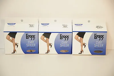 $7 • Buy Leggs Day Sheer Control Top Pantyhose Size Q++ 3 Pairs Nude & Off Black