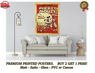 Mickey Mouse Vintage Movie Large Poster Art Print Gift A0 A1 A2 A3 A4 Maxi • £30.45