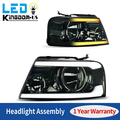 Sequential Turn Signal LED Bar DRL Smoke Lens Headlight For 2004-2008 Ford F-150 • $149.99