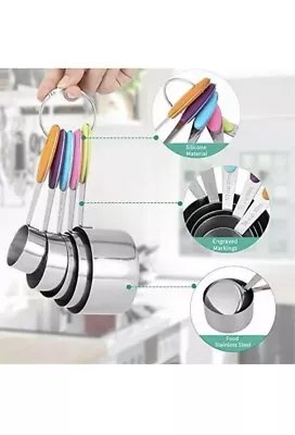 £10 • Buy Measuring Cups And Spoons Set Of 10 Stainless Steel Cup Measurement