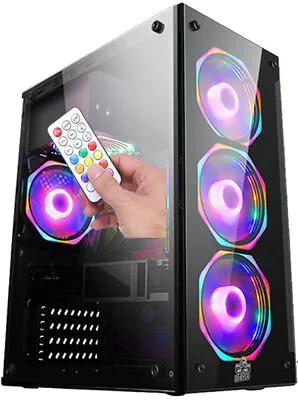 $119.95 • Buy D Player Shadow ATX PC Gaming Case Tempered Glass Tower Computer RGB REMOTE FANS
