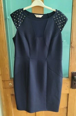 £14.99 • Buy Dorothy Perkins Navy Blue Stud & Mesh Detail Bodycon Clubbing Party Dress 16