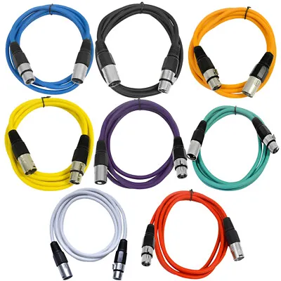 Seismic Audio - 8 Pack Of Colored 6 Foot XLR Patch Cables - 6' Mic Patch Cords • $52.99