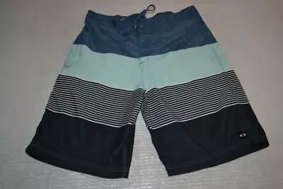 $7.99 • Buy 28300-a Mens Oakley Board Shorts Swimming Size XL Green Blue Black Polyester