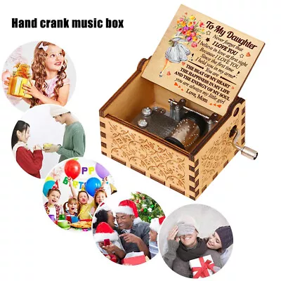 Wooden Hand Crank Music Box Perfect Gift You Are My Sunshine To My Daughter Gift • £5.29