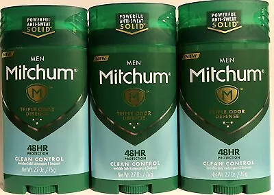 Mitchum Anti-Perspirant & Deodorant Invisible Solid Clean Control 2.7 Oz 3 Pack • $23.94