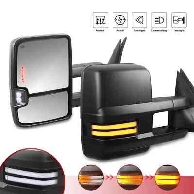 Pair Power Heated Tow Mirror For 07-14 Chevy Silverado Suburban GMC Sierra Yukon • $156.79