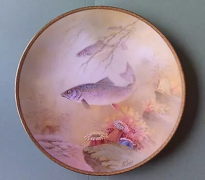 Stunning Minton Cabinet Plate Signed By James Edwin Dean - Fish Scene   • £79.99