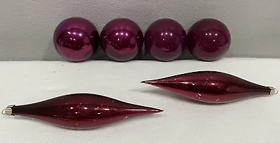 6 Martha Stewart Christmas Ornaments Purple Tear Drop Shape And Round Balls • $6