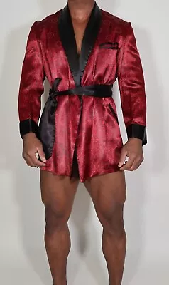 Men's Satin Paisley Smoking Jacket Robe (size L) • $68.98