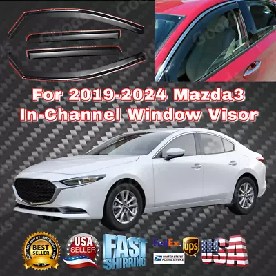 Fits Mazda3 Sedan 2019-2024 In-Channel Window Visor Sun Rain Sun Guard Deflector • $53.99