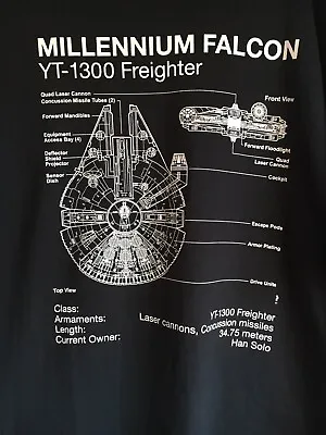 2XL 48-50  Star Wars Millennium Falcon Haynes Manuel Black Classic Si Fi Movie • £15