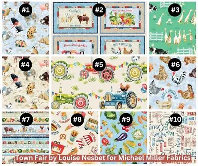 Town Fair Chickens Ducks Tractors Carnival Fabric Michael Miller By Half Yard • $4.75