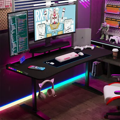 71'' Ergonomic Gaming Desk Computer Table W/ Adjustable Monitor Shelf RGB Lights • $179.91