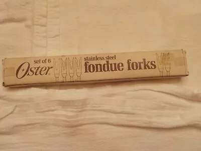 Vintage Set Of 6 Fondue Forks  Stainless Steel Wood Handles  Oster 7  • $6.99