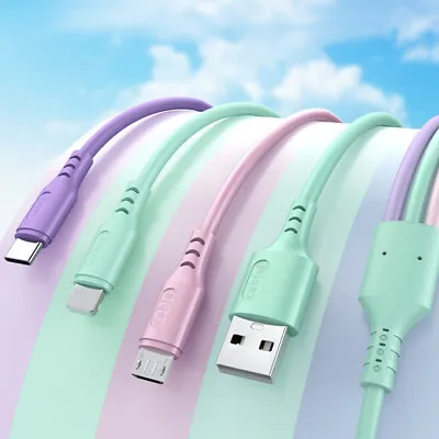 $4.99 • Buy 3 In 1 Soft Silicone Multi USB Charger Charging Cable Cord For TYPE C Android