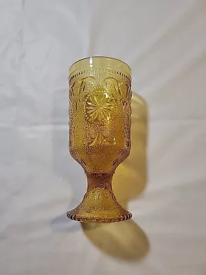 Vintage Indiana Glass 70's Amber Sandwich Glass Tiara Footed Goblet • $5.50