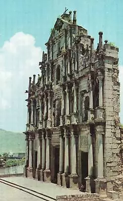 VINTAGE POSTCARD THE RUINS OF ST. PAUL'S  AT MACAO CHINA C. 1960 • $13.99