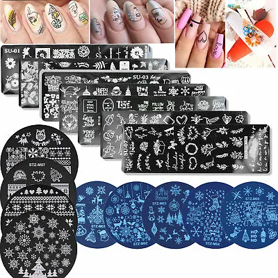 Reusable Nail Art Stamping Plates Flower Nail Stencils Template - Gels Polis~ • £3.46