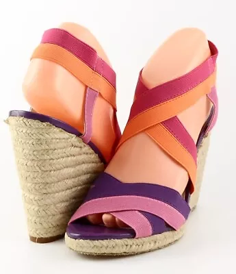 $110 ENZO ANGIOLINI IDYLL Red Purple Orange Designer Wedge Sandals 9 • $31.49