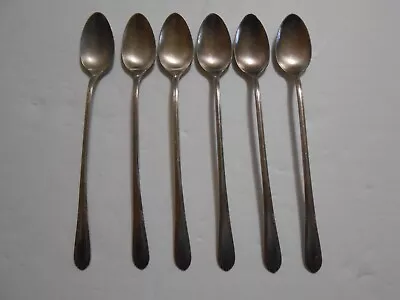 Lot Of 6 Wm Rogers IS Silverplate Flatware Iced Tea Spoons 8” - Pattern Unknown • $19.99