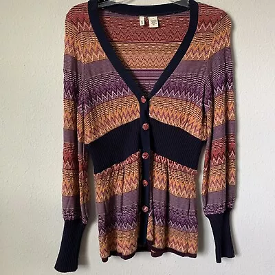 Anthropologie Moth Flamma Chevron Knit Cardigan Sz XS B-E • $35.40