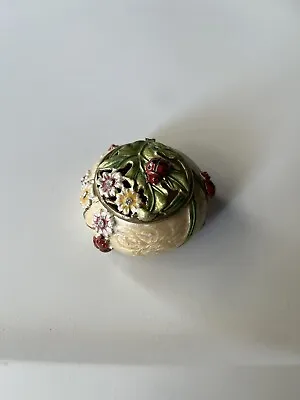 $5 • Buy Nobility White Ladybug Bejeweled Trinket Box Vhtf Great Condition