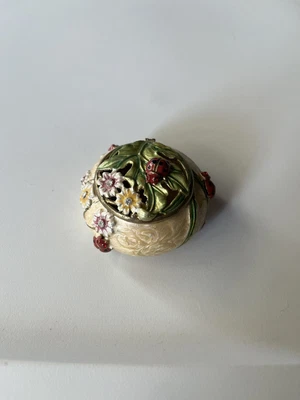 $5 • Buy Nobility White Ladybug Bejeweled Trinket Box Vhtf Great Condition