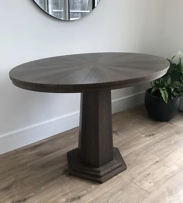 Unique Oval Walnut Sunburst Dining Table With Stepped Hexagon Pedestal Base • £700