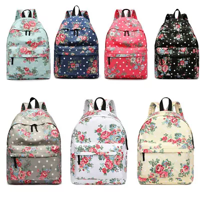 Backpack A4 Canvas Flower School Shoulder Bag Girls Satchel Rucksack Travel Bag • £8.99