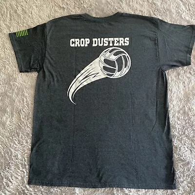 Recon Helicopters Crop Dusters Shirt Large Heather Blue Short Sleeve Volleyball • $7.97