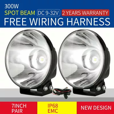 Pair 7'' Slimline LED Driving Lights Spot Black Work REPLACE HID XENON OffRoad • $75.95