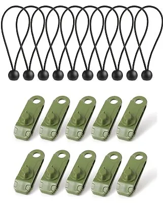 10 Pack Tarpaulin Clips With 4mm Tarpaulin Ties For Camping Cargo Car Boat • £8.99