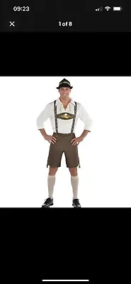 £9.99 • Buy Mens Oktoberfest Bavarian Fancy Dress Costume German Beer Lederhosen  STD - XL