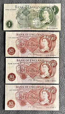 3 X 10/- Shilling Notes Plus One Pound Note J.S.Fforde See Description • £37.50