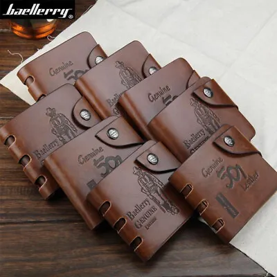 Men's Retro Cowboy Leather Wallet ID Card Holder Purse Clutch Wallets Billfold • $7.25