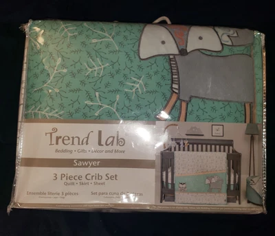 $40 • Buy Trend Lab Sawyer Woodland Creatures Fox Owl 3-Piece Crib Bedding Set Quilt Sheet