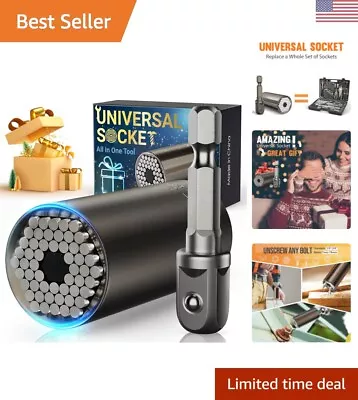 Gadgets Tools For Men - Universal Socket Set With Power Drill Adapter - 7-19mm • $18.99