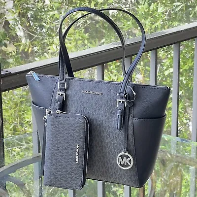 Michael Kors Jet Set Travel Charlotte Tote Shoulder Handbag + Phone Case Wallet • $181