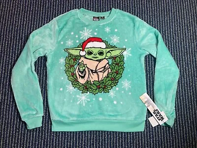 NWT Star Wars Baby Yoda Grogu Mandalorian Santa Hat Christmas Ugly Sweater • $30