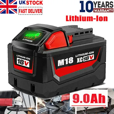 Battery For Milwaukee M18 18V XC 9.0AH Extended Capacity 48-11-1860 48-11-1880 • £27.49