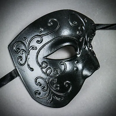 Black Phantom Half Face Venetian Wedding Prom Masquerade Party Costume Face Mask • $14.99