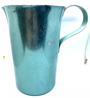 MCM VINTAGE AQUA/GREEN ALUMINUM PITCHER Made In Italy 8  Tall Flamingo By NASCO • $15