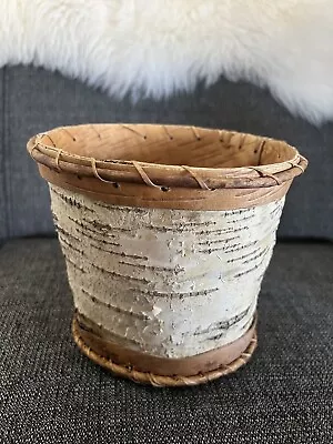 Vintage Handmade Birch Bark Cylinder Basket Cabin Décor 6 3/8  X 6 7/8  • $26.99
