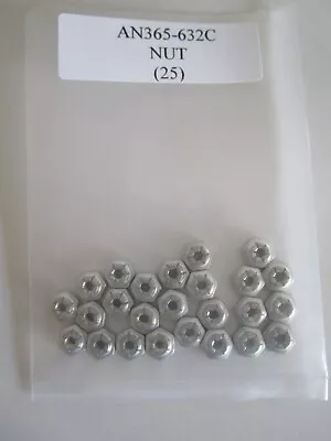 AN365-632C Nut 6-32 Self-Locking Steel - Lot Of 25 • $5.99